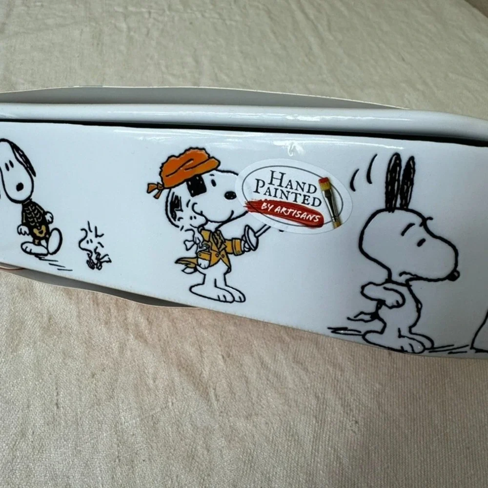 Zrike Peanuts Halloween Coffin Shaped Baking Dish Baker with Lid Haunted Snoopy